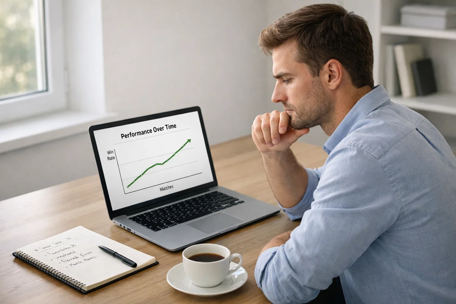 Personne analysant des statistiques de tennis sur ordinateur