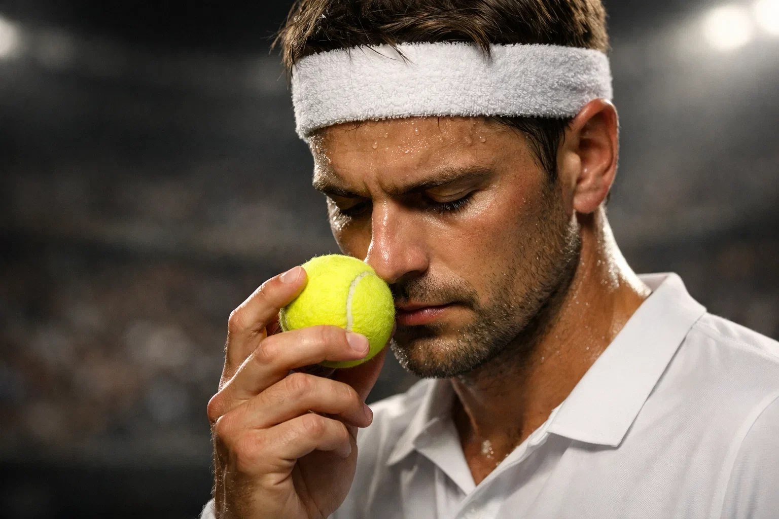 Joueur de tennis concentré avant un point important